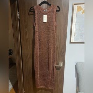 Women's Openwork Midi Tank Dress - A New Day- Brown M